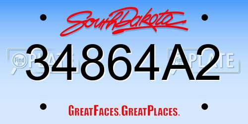 34864A2 South Dakota License Plate