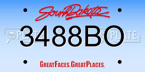 3488BO South Dakota License Plate