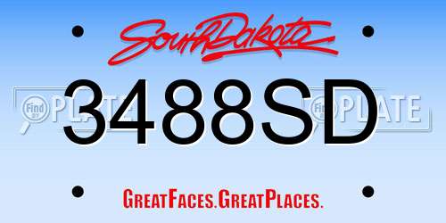 3488SD South Dakota License Plate