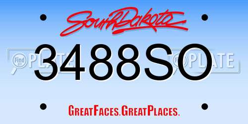 3488SO South Dakota License Plate