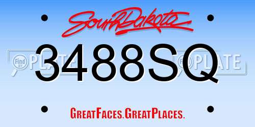 3488SQ South Dakota License Plate