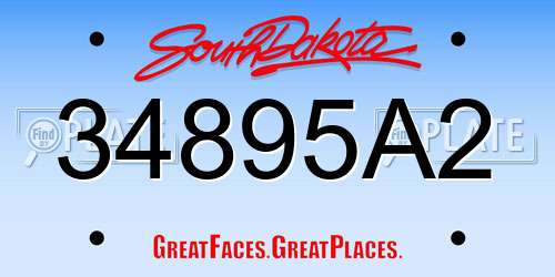 34895A2 South Dakota License Plate