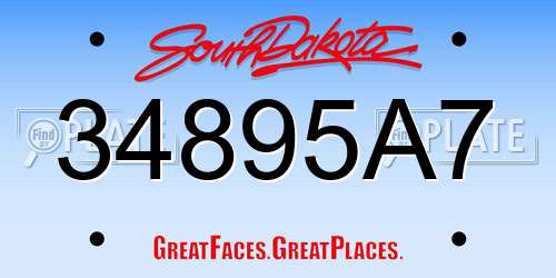 34895A7 South Dakota License Plate