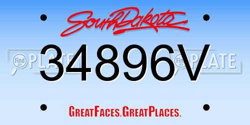 34896V South Dakota License Plate