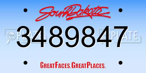 3489847 South Dakota License Plate