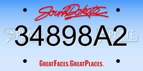 34898A2 South Dakota License Plate