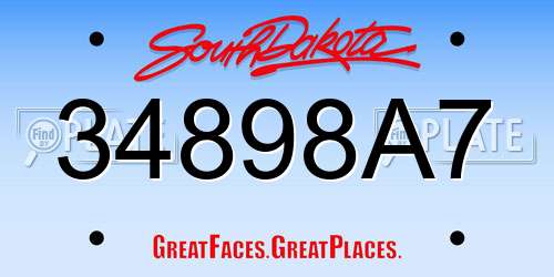 34898A7 South Dakota License Plate