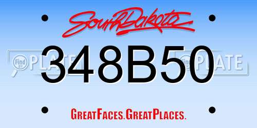 348B50 South Dakota License Plate