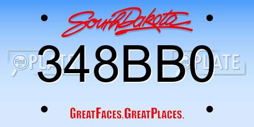 348BB0 South Dakota License Plate