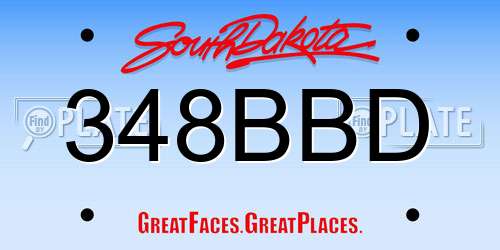 348BBD South Dakota License Plate