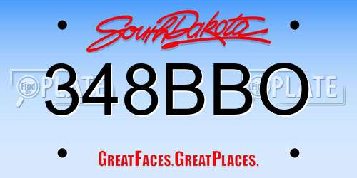 348BBO South Dakota License Plate