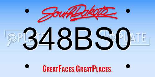 348BS0 South Dakota License Plate