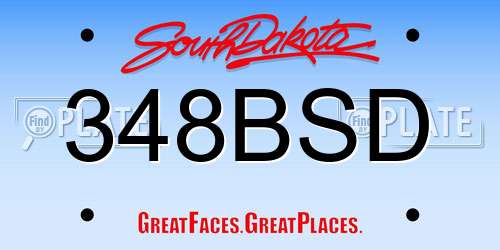 348BSD South Dakota License Plate