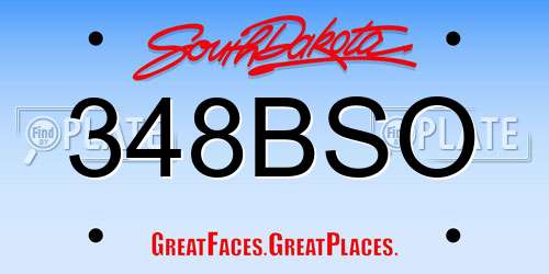 348BSO South Dakota License Plate