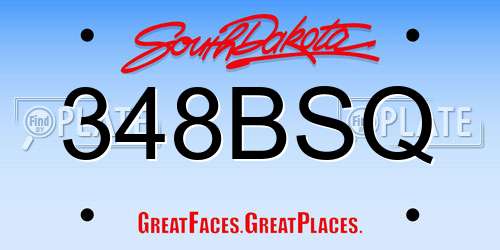 348BSQ South Dakota License Plate