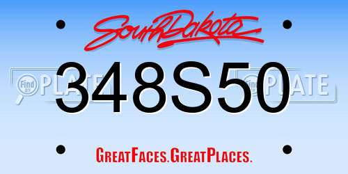 348S50 South Dakota License Plate