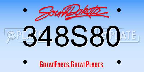 348S80 South Dakota License Plate