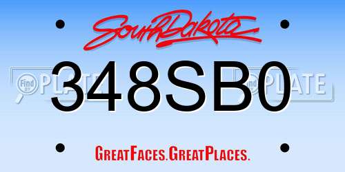 348SB0 South Dakota License Plate