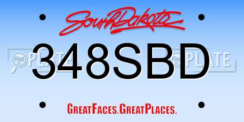 348SBD South Dakota License Plate