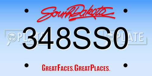 348SS0 South Dakota License Plate