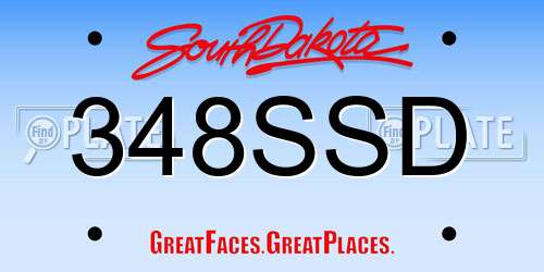 348SSD South Dakota License Plate
