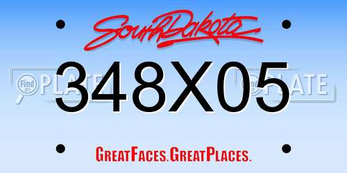 348X05 South Dakota License Plate