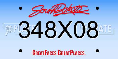 348X08 South Dakota License Plate