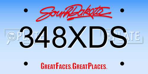 348XDS South Dakota License Plate