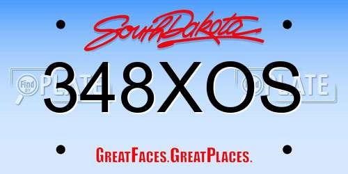 348XOS South Dakota License Plate