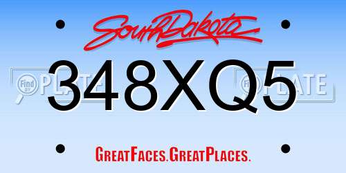 348XQ5 South Dakota License Plate