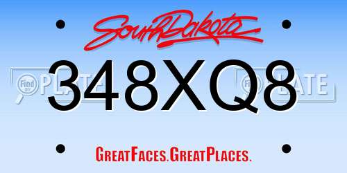 348XQ8 South Dakota License Plate
