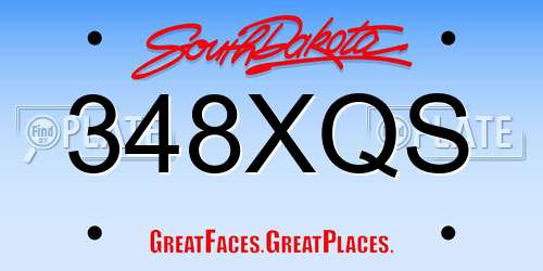 348XQS South Dakota License Plate