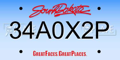 34A0X2P South Dakota License Plate