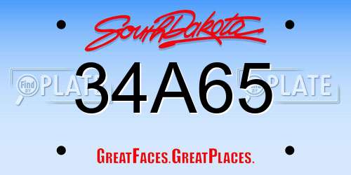 34A65 South Dakota License Plate
