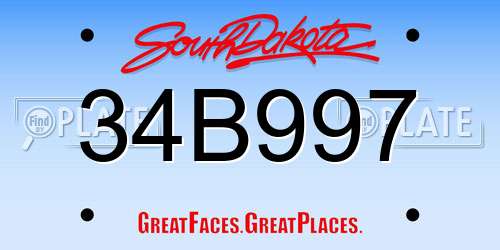 34B997 South Dakota License Plate