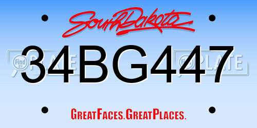 34BG447 South Dakota License Plate