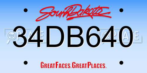 34DB640 South Dakota License Plate