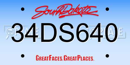 34DS640 South Dakota License Plate