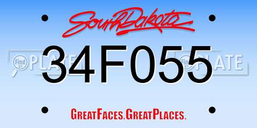 34F055 South Dakota License Plate