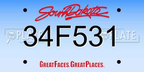 34F531 South Dakota License Plate