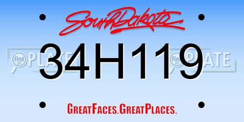 34H119 South Dakota License Plate