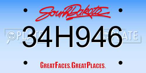 34H946 South Dakota License Plate