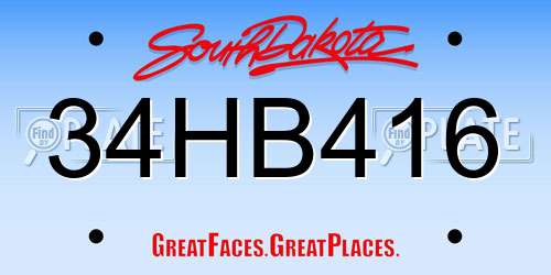 34HB416 South Dakota License Plate