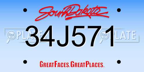 34J571 South Dakota License Plate