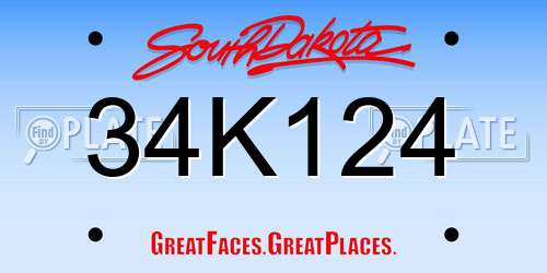 34K124 South Dakota License Plate