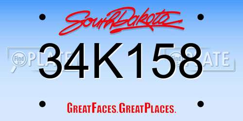 34K158 South Dakota License Plate