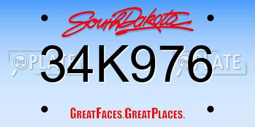 34K976 South Dakota License Plate