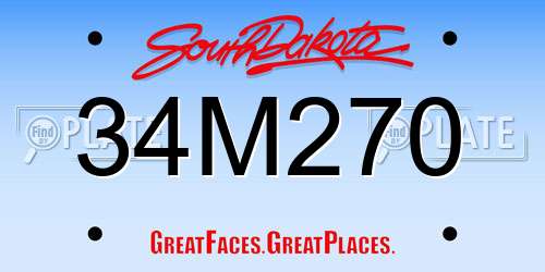 34M270 South Dakota License Plate