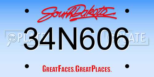 34N606 South Dakota License Plate