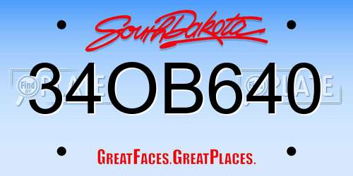 34OB640 South Dakota License Plate